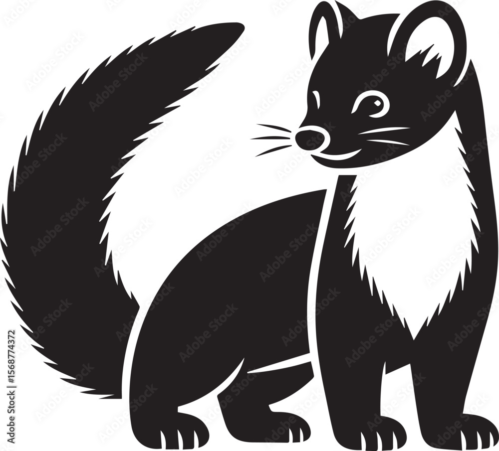 Obraz premium marten vector illustration, marten silhouette vector white background