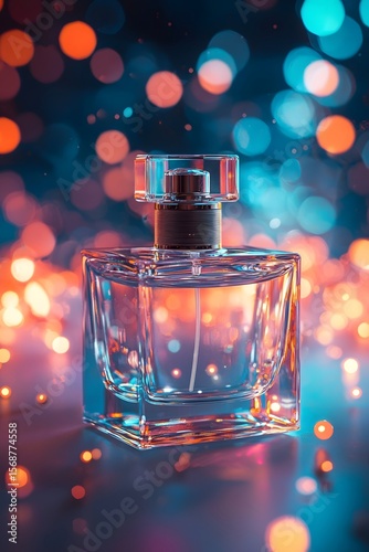 A fragrance-rich perfume, its bottle glistens like a gem under the light