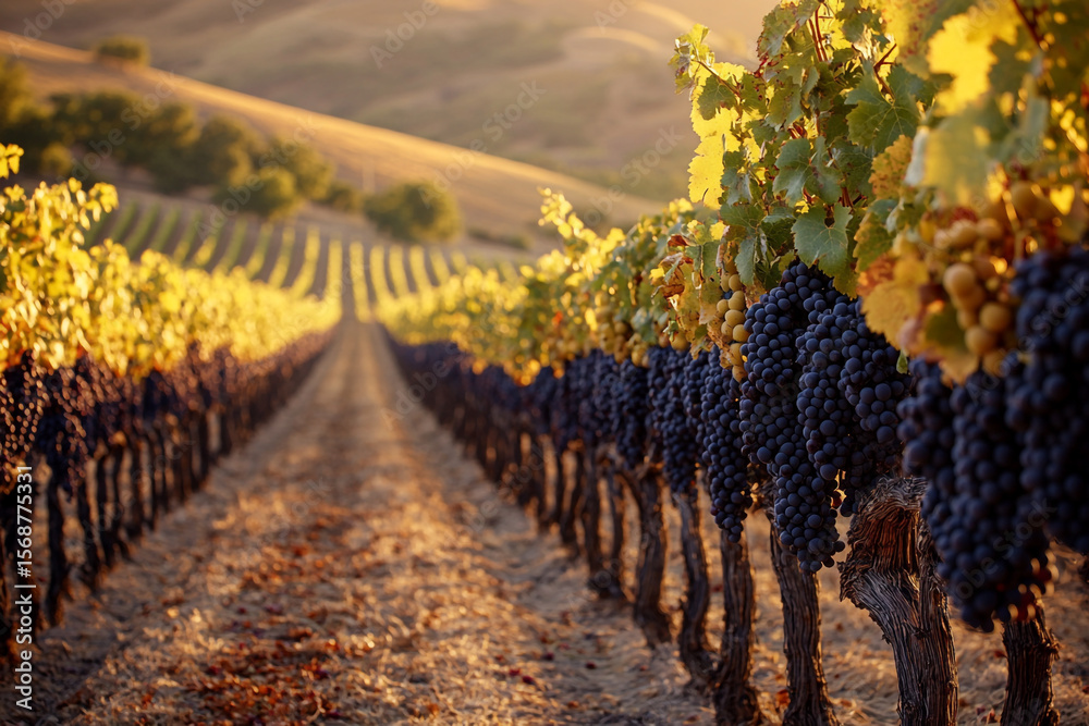 Naklejka premium Picturesque Grape Harvest in a Sun-Drenched Countryside