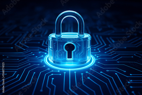 Wallpaper Mural AI generated high-tech glowing lock standing on a digital circuit board symbolizing data security encryption and cyber protection in the futuristic digital era Torontodigital.ca