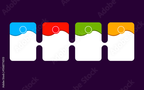 Infographic four colorful blank timeline blocks for dynamic business promotion.