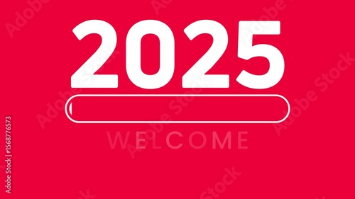 Welcome 2025 animation text video with red background