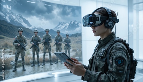 Futuristic Soldier in VR Training Simulation