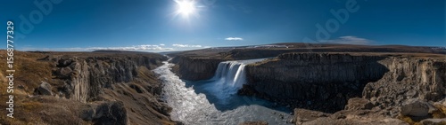 Stunning waterfall hdr 360° view iceland nature