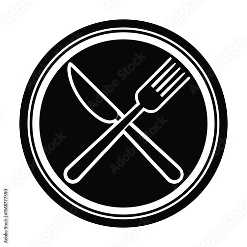 Restaurant Food Knife Fork Plate Icon Design