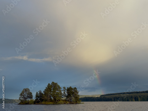 A west coast rains storm on a wild untouched lake.