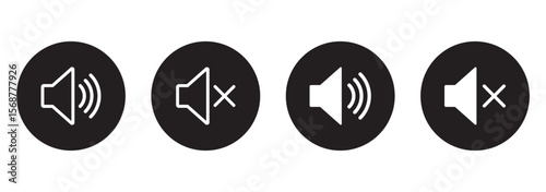 Sound volume icons set with different signal levels on white background. Аn icon that increases and reduces the sound. Speaker icon set. volume icon vector. loudspeaker icon vector.  design eps 10 