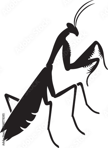 praying mantis vector illustration, praying mantis silhouette vector on a white