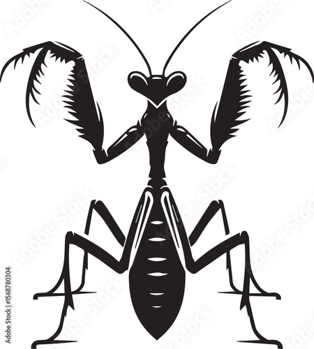 praying mantis vector illustration, praying mantis silhouette vector on a white
