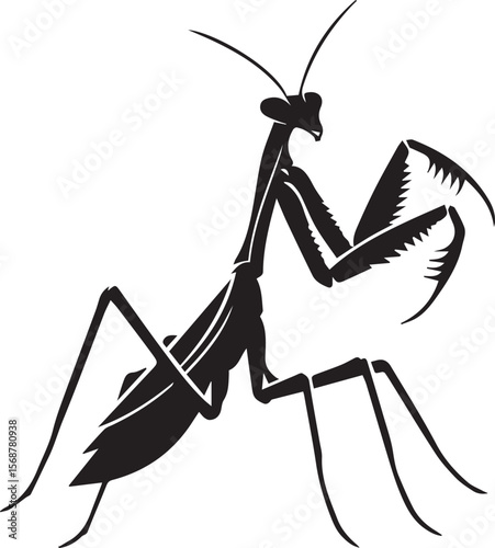 praying mantis vector illustration, praying mantis silhouette vector on a white