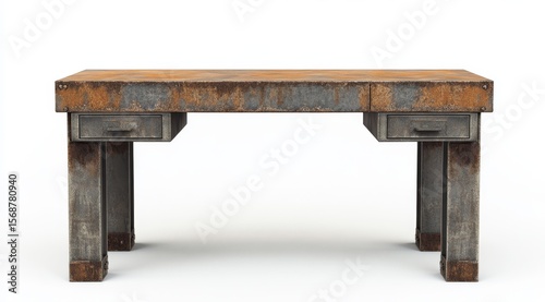 Rusted metal workbench desk