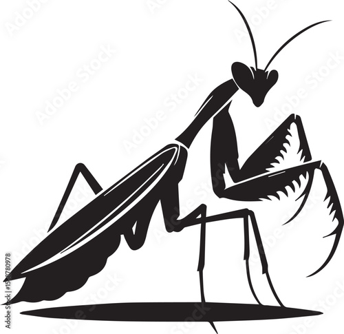 praying mantis vector illustration, praying mantis silhouette vector on a white