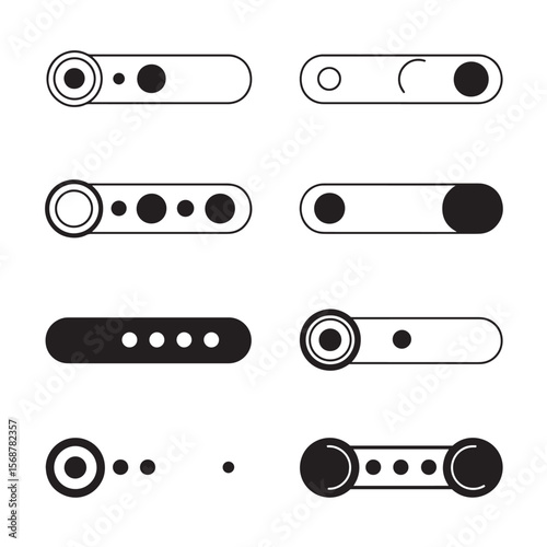 Abstract geometric progress indicator elements in black and white design
