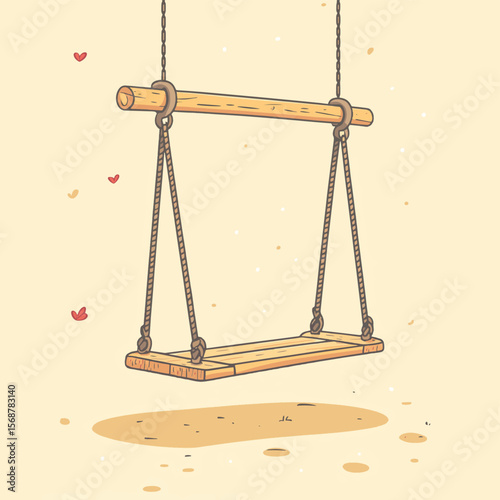 playground swing theme elements, vector style simple color