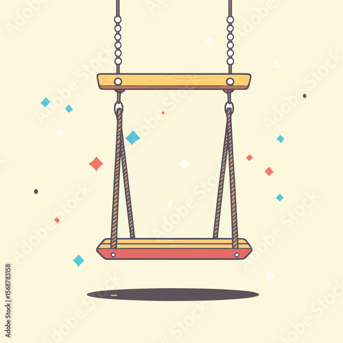 playground swing theme elements, vector style simple color