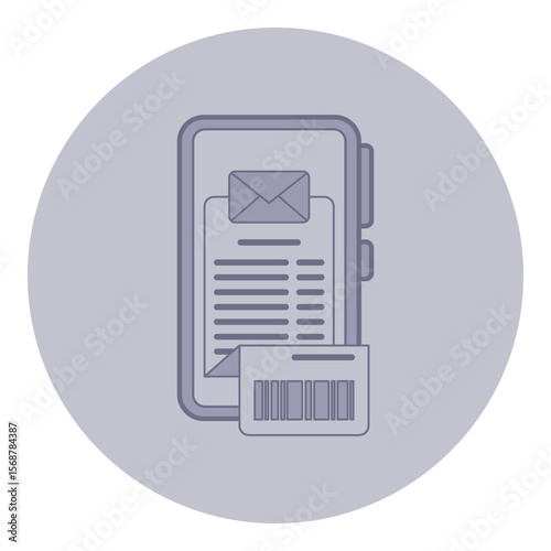 Simple line icon of mobile device displaying message and document. Concept of digital communication and documentation for deliveries