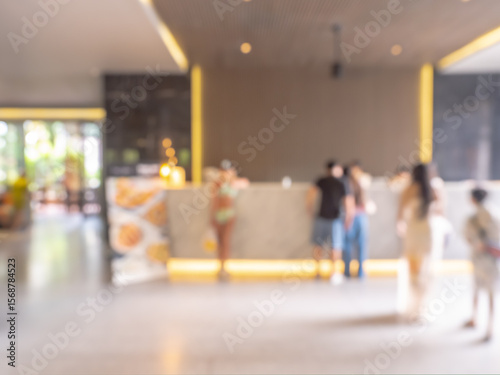 Obraz na plátně Abstract blurred hotel reception area at luxury interior background with people, business and travel on summer holiday vacation concept
