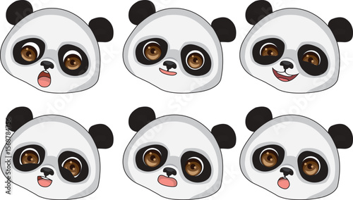 Cute Panda Bear Face Expression Logo Vector