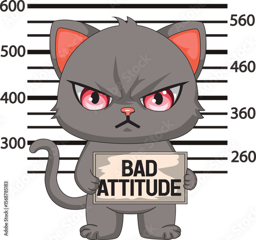 Cat Arrested Bad Attitude Police Board Mugshot Vector