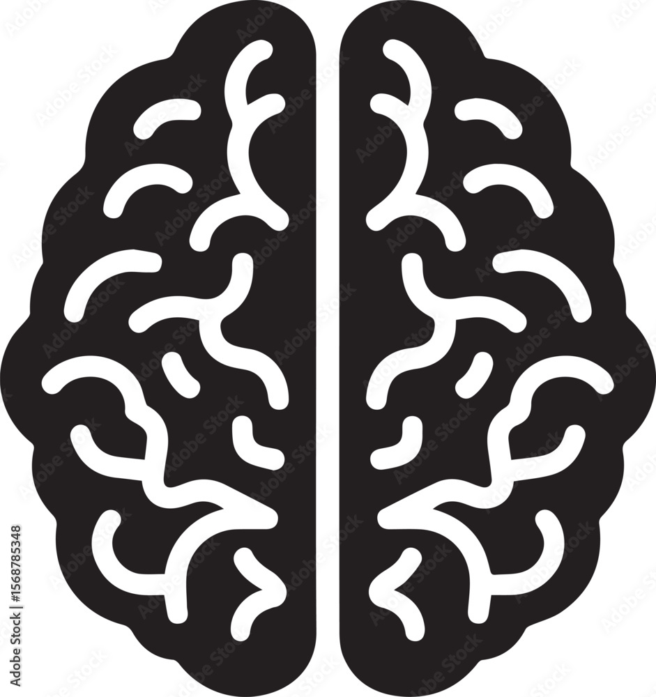 Fototapeta premium brain silhouette logo vector illustration, brain icon, vector