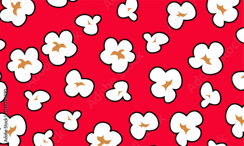 Popcorn seamless pattern. Cinema wallpaper, backdrop, print, food wrapper