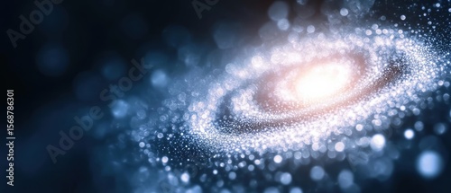 A glowing spiral galaxy shines brightly amidst a field of sparkling stars in deep space.