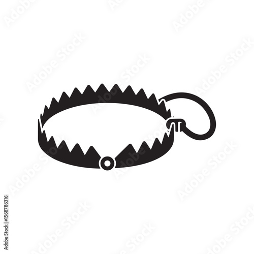 Bear Hunting Trap, Animal Snare, Beartrap Solid Flat Vector Icon Isolated on White Background.
