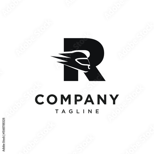 Letter R Racing Helm Logo Icon Vector