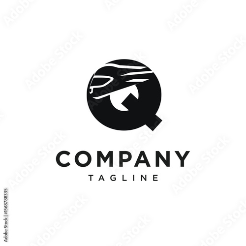 Letter Q Racing Helm Logo Icon Vector