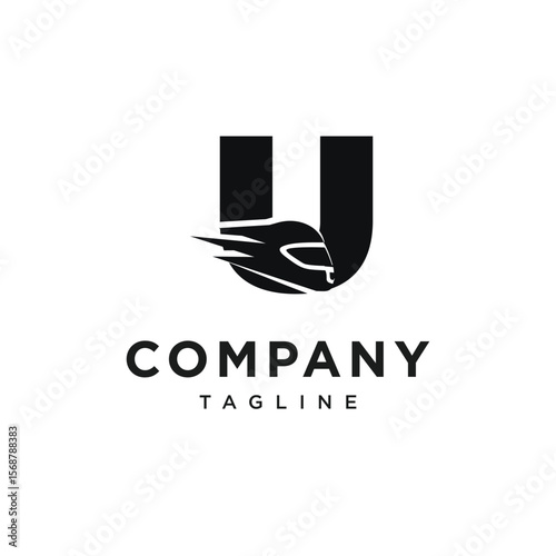 Letter U Racing Helm Logo Icon Vector