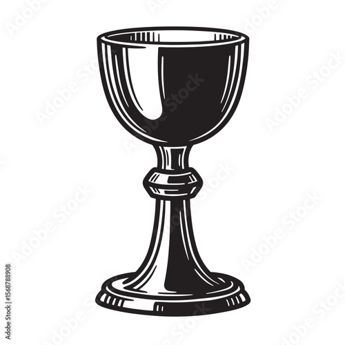 Vintage illustration of a detailed chalice cup with a retro inspired style suitable for various creative design projects