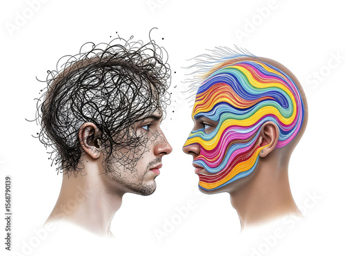 Conceptual image showing the transformation from chaos to clarity, symbolizing mental health and therapy.