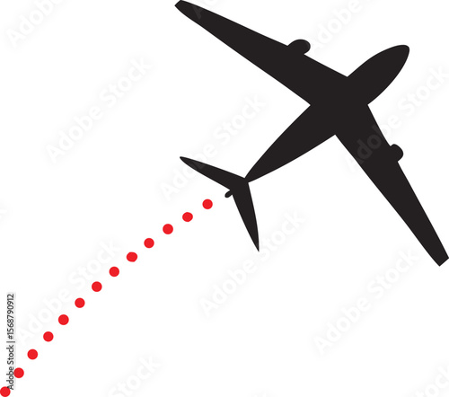 Airplane Silhouette and Trajectory: Captivating silhouette of an aircraft, soaring through the sky, leaving behind a trail, capturing a sense of adventure, travel and exploration.