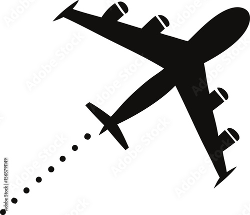 Airplane Trail: A sleek airplane silhouette soars through the sky, leaving behind a dotted trail in its wake, embodying the essence of air travel and adventure.