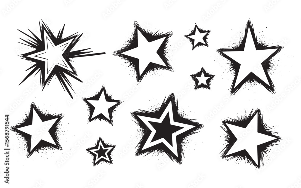 Set of Grunge Exploding Stars Vector Illustrations Set of Grunge Exploding Stars Vector Illustrations