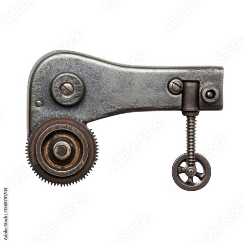 Vintage Mechanical Tensioner with Metal Components and Round Gears