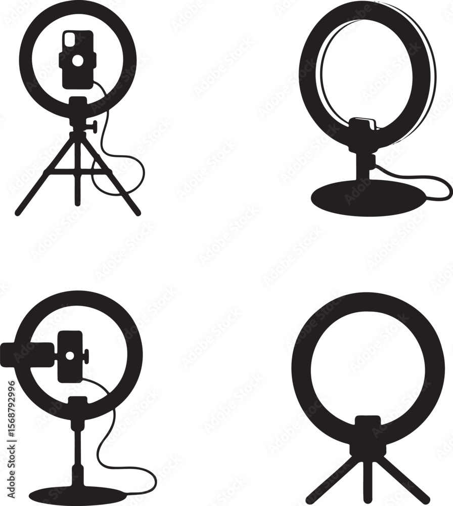 Obraz premium Ring light silhouette set vector illustration isolated On Transparent Background