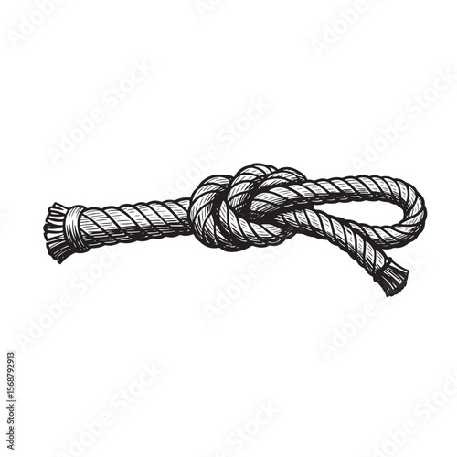 Detailed vintage art illustration of a nautical rope knot isolated on white background