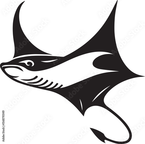 black tribal manta logo, tribal manta silhouette logo vector illustration