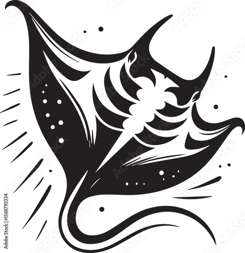 black tribal manta logo, tribal manta silhouette logo vector illustration