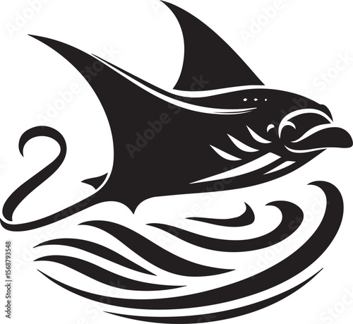 black tribal manta logo, tribal manta silhouette logo vector illustration