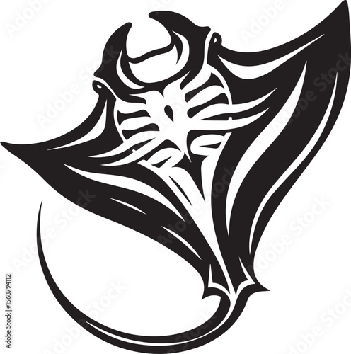 black tribal manta logo, tribal manta silhouette logo vector illustration