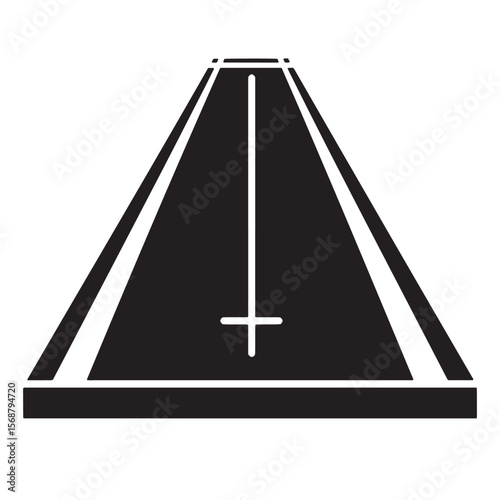 Simple vector illustration of an upside down cross symbol in a minimalist black and white style