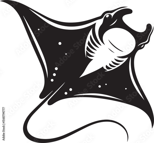 black tribal manta logo, tribal manta silhouette logo vector illustration