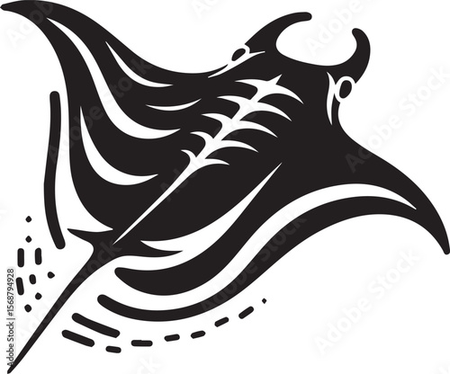 black tribal manta logo, tribal manta silhouette logo vector illustration