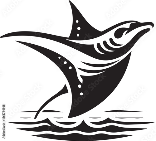 black tribal manta logo, tribal manta silhouette logo vector illustration