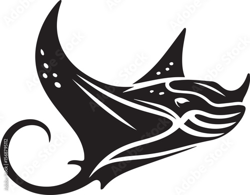 black tribal manta logo, tribal manta silhouette logo vector illustration