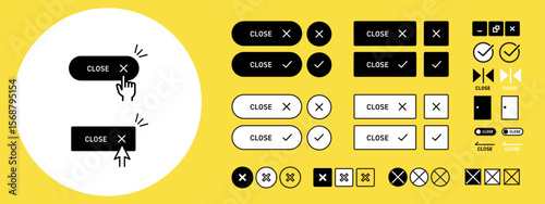 Close Button UI – Modal and Drawer Exit Icon for App & Web / 閉じるボタン・モーダルやドロワーに使えるUIアイコン素材
