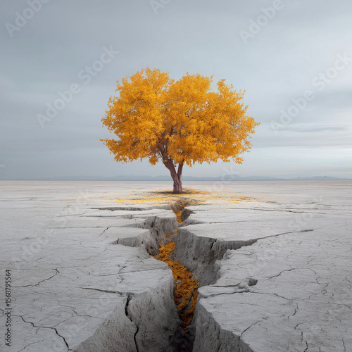 lonely tree on the beach. Generative AI