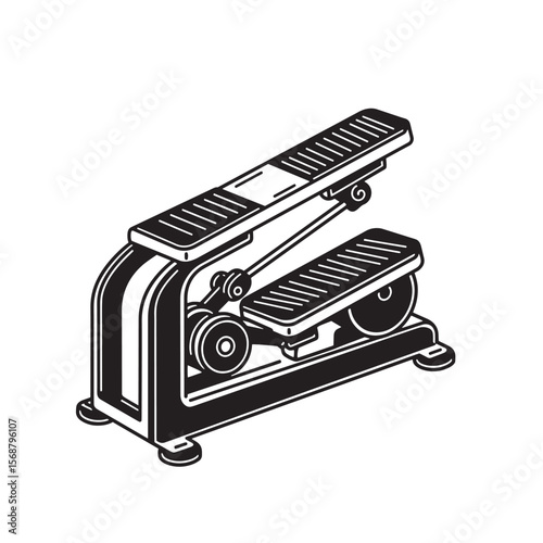 Vintage art illustration of a stair stepper exercise machine ideal for fitness and workout concepts